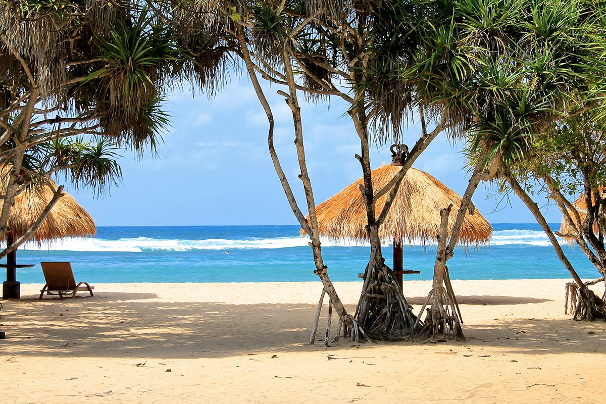 tree shade with beach canopy in Nusa Dua Beach Bali