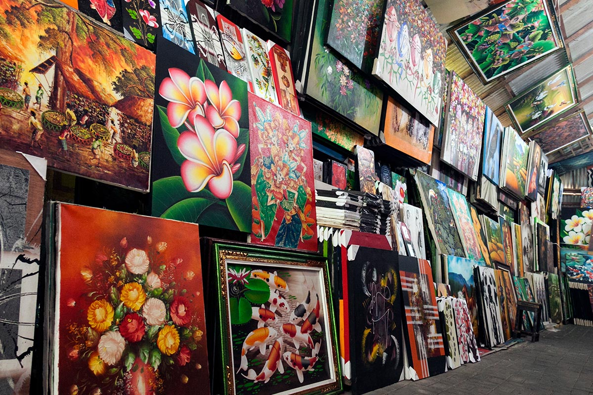 a selection of Balinese paintings